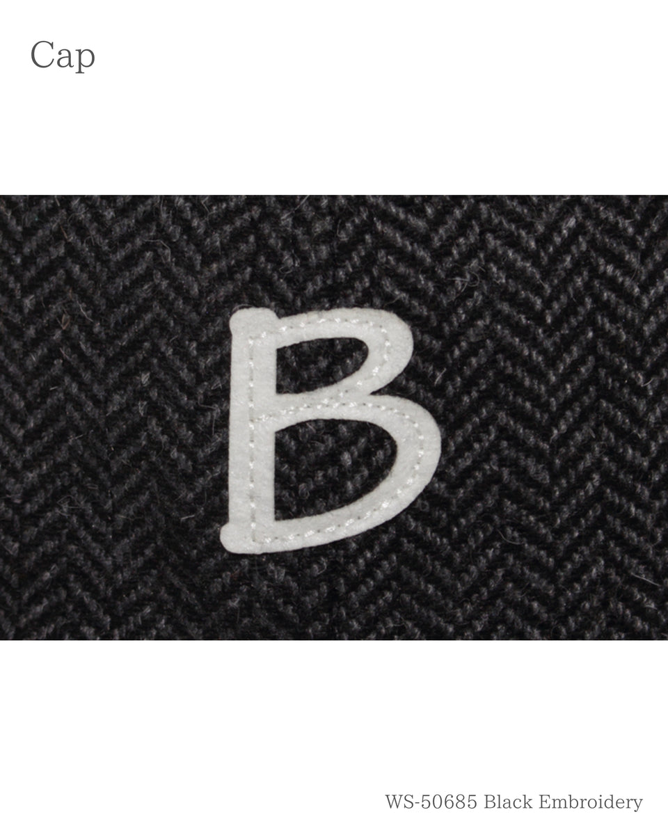 ヘリンボンBアンパイアキャップ ブラック 刺繍のアップ