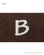 ヘリンボンBアンパイアキャップ ブラウン 刺繍のアップ