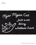 MYAO コーデュロイキャップ ブラック 刺繍のアップ