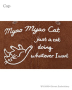 MYAO コーデュロイキャップ ブラウン 刺繍のアップ