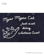 MYAO コーデュロイキャップ ネイビー 刺繍のアップ