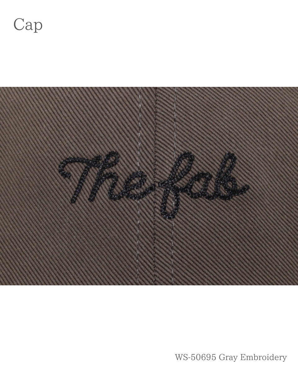 The Fab チェーンステッチキャップ グレー 刺繍のアップ