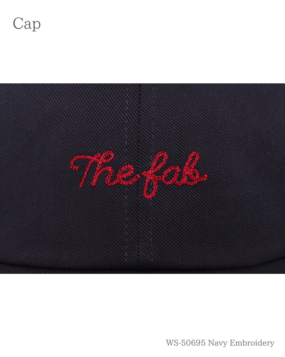 The Fab チェーンステッチキャップ ネイビー 刺繍のアップ