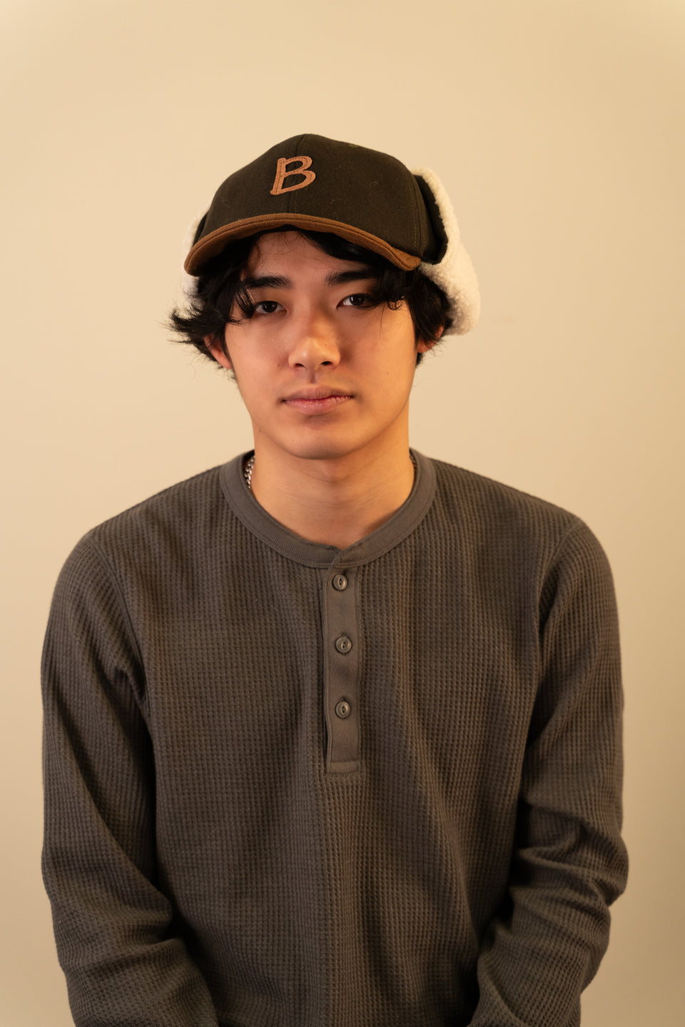 メルトンボアBアンパイアフラップキャップ XLサイズ 着用イメージ